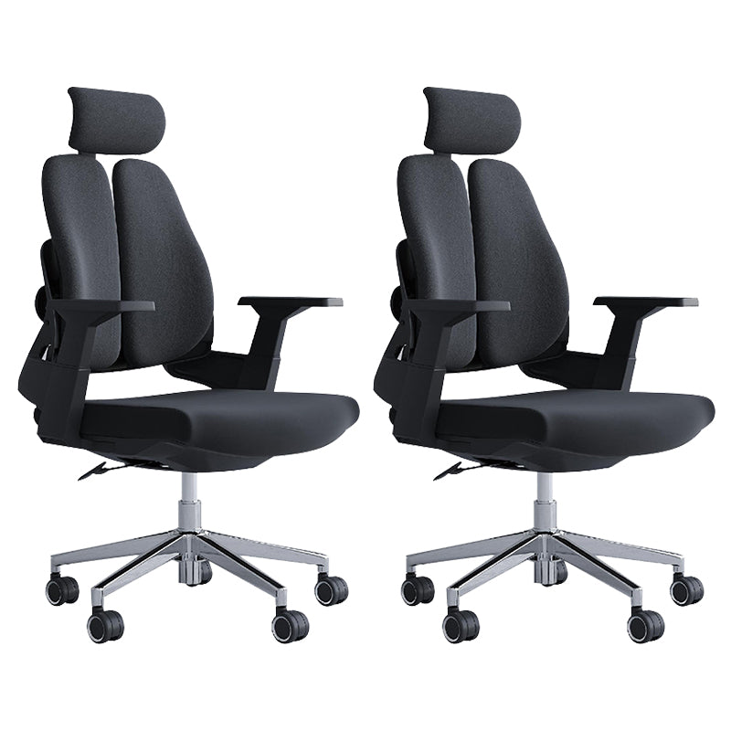 Modern Office Chair with Wheels High-Back Adjustable Arms Mesh Desk Chair Matte Black 2 Piece Set Clearhalo 'furn' 'furn_office_chair' 'Furniture' 'Office Chairs' 'Office Furniture' 'office_chair' 5983852