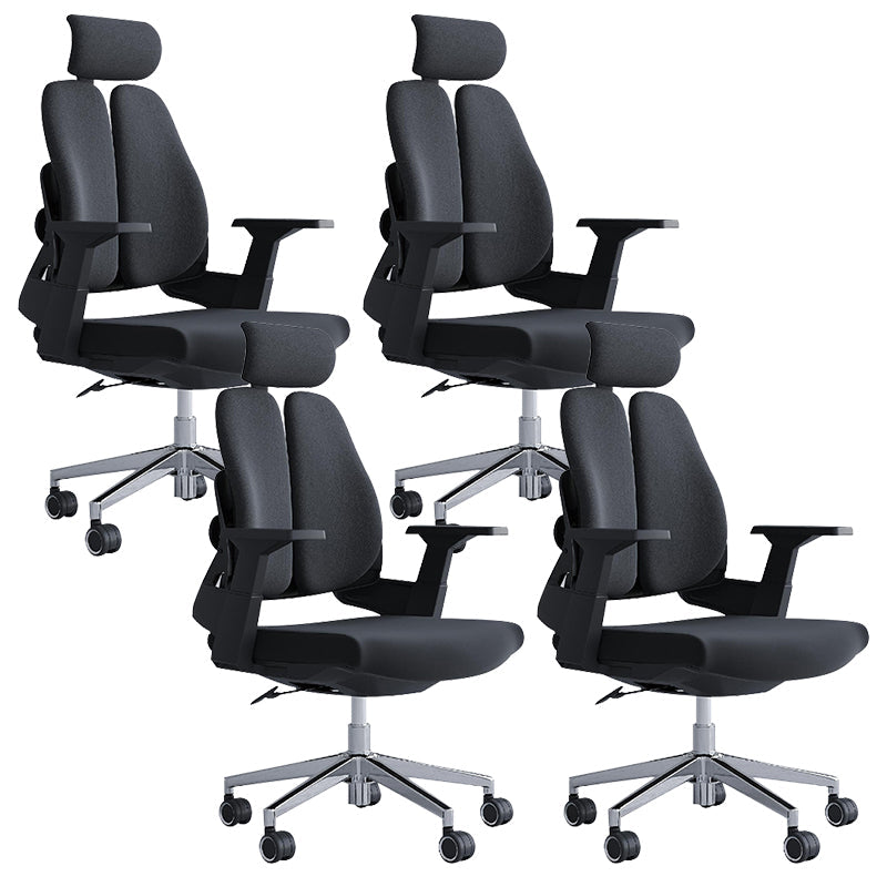 Modern Office Chair with Wheels High-Back Adjustable Arms Mesh Desk Chair Matte Black 4 Piece Set Clearhalo 'furn' 'furn_office_chair' 'Furniture' 'Office Chairs' 'Office Furniture' 'office_chair' 5983854