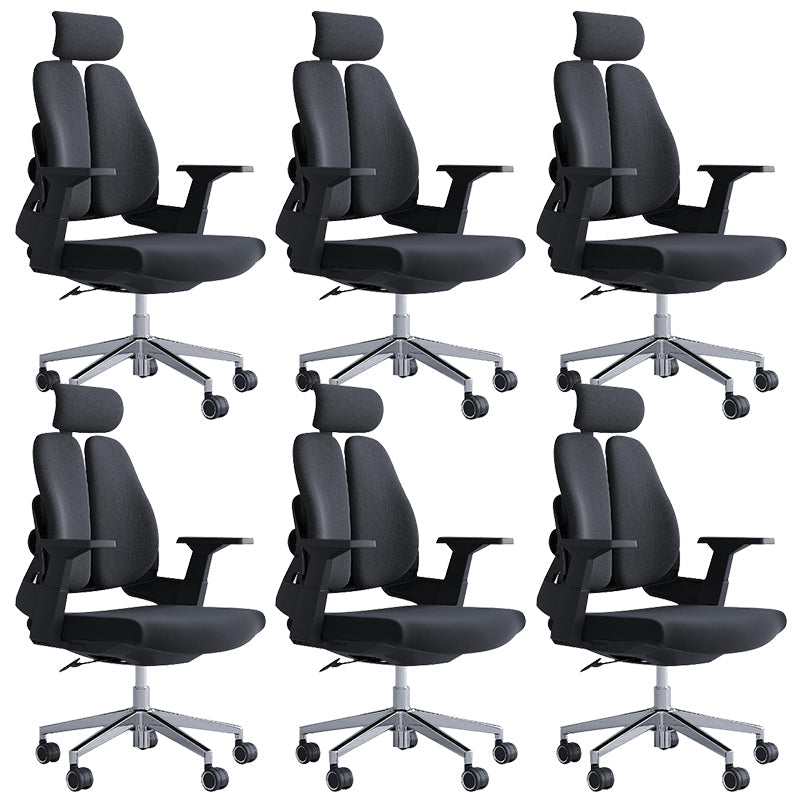 Modern Office Chair with Wheels High-Back Adjustable Arms Mesh Desk Chair Matte Black 6 Piece Set Clearhalo 'furn' 'furn_office_chair' 'Furniture' 'Office Chairs' 'Office Furniture' 'office_chair' 5983855