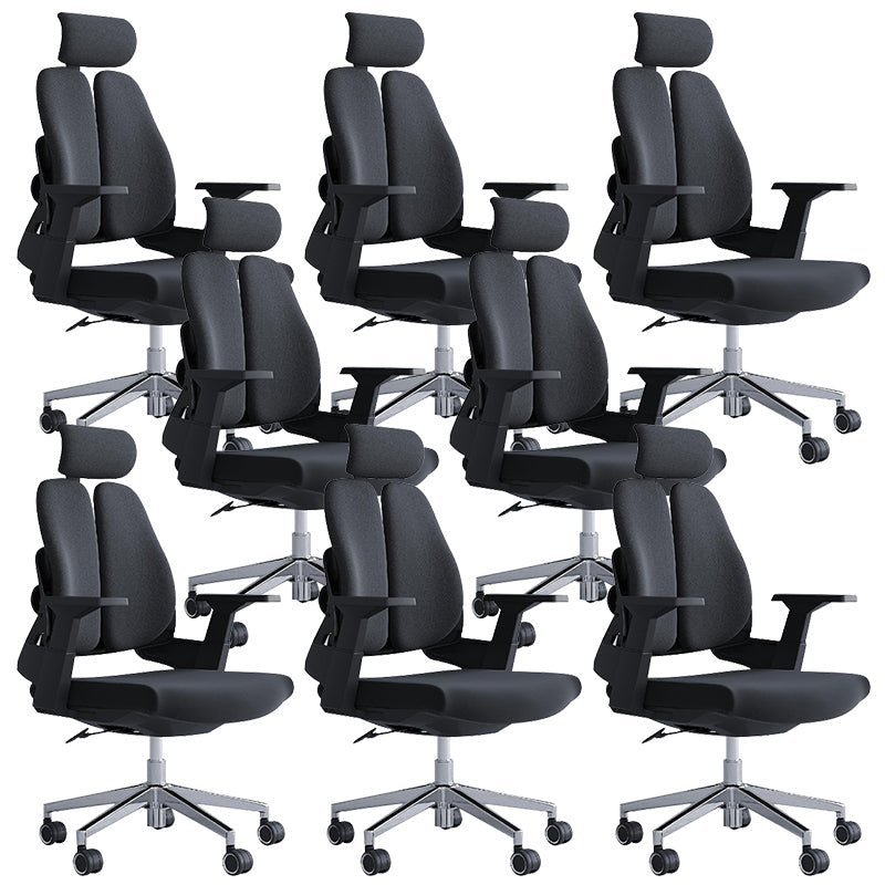 Modern Office Chair with Wheels High-Back Adjustable Arms Mesh Desk Chair Matte Black 8 Piece Set Clearhalo 'furn' 'furn_office_chair' 'Furniture' 'Office Chairs' 'Office Furniture' 'office_chair' 5983857