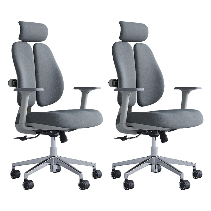 Modern Office Chair with Wheels High-Back Adjustable Arms Mesh Desk Chair Grey 2 Piece Set Clearhalo 'furn' 'furn_office_chair' 'Furniture' 'Office Chairs' 'Office Furniture' 'office_chair' 5983859