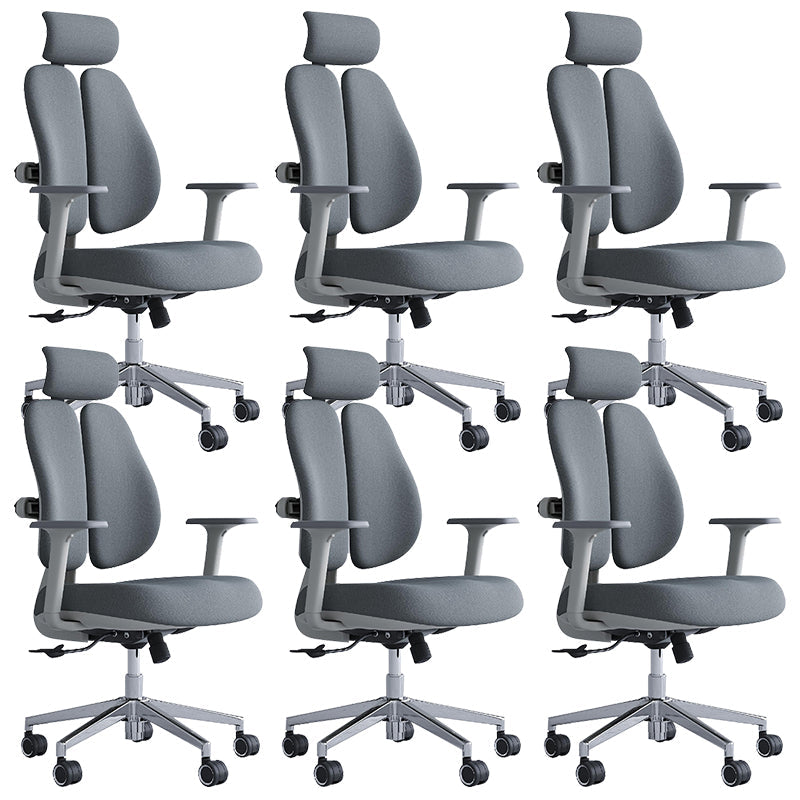 Modern Office Chair with Wheels High-Back Adjustable Arms Mesh Desk Chair Grey 6 Piece Set Clearhalo 'furn' 'furn_office_chair' 'Furniture' 'Office Chairs' 'Office Furniture' 'office_chair' 5983861