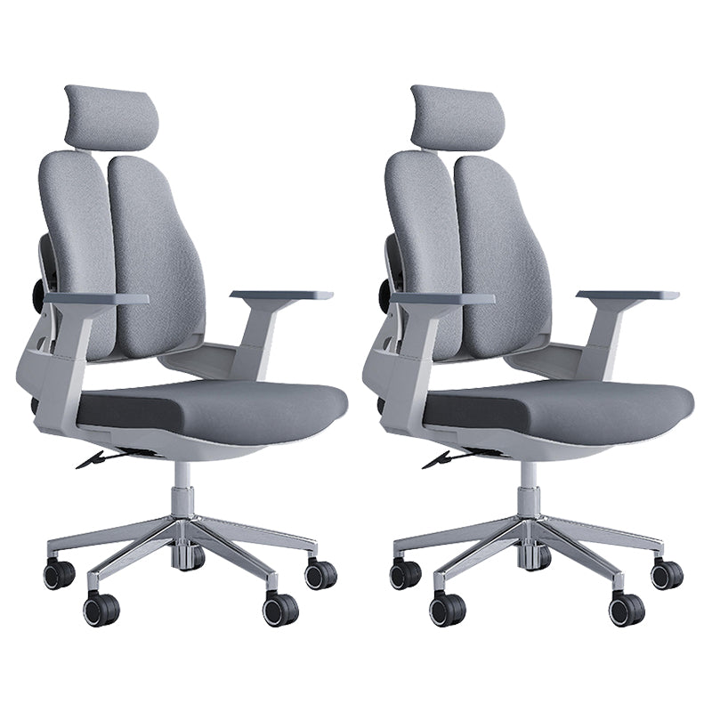 Modern Office Chair with Wheels High-Back Adjustable Arms Mesh Desk Chair Light Gray 2 Piece Set Clearhalo 'furn' 'furn_office_chair' 'Furniture' 'Office Chairs' 'Office Furniture' 'office_chair' 5983864
