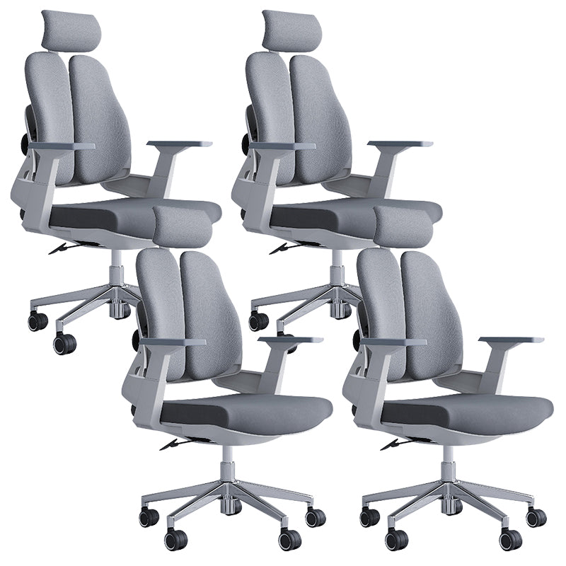 Modern Office Chair with Wheels High-Back Adjustable Arms Mesh Desk Chair Light Gray 4 Piece Set Clearhalo 'furn' 'furn_office_chair' 'Furniture' 'Office Chairs' 'Office Furniture' 'office_chair' 5983865