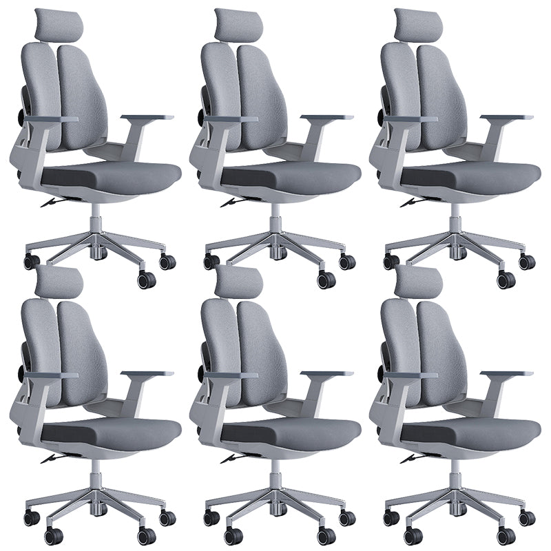 Modern Office Chair with Wheels High-Back Adjustable Arms Mesh Desk Chair Light Gray 6 Piece Set Clearhalo 'furn' 'furn_office_chair' 'Furniture' 'Office Chairs' 'Office Furniture' 'office_chair' 5983866