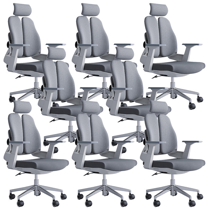 Modern Office Chair with Wheels High-Back Adjustable Arms Mesh Desk Chair Light Gray 8 Piece Set Clearhalo 'furn' 'furn_office_chair' 'Furniture' 'Office Chairs' 'Office Furniture' 'office_chair' 5983867