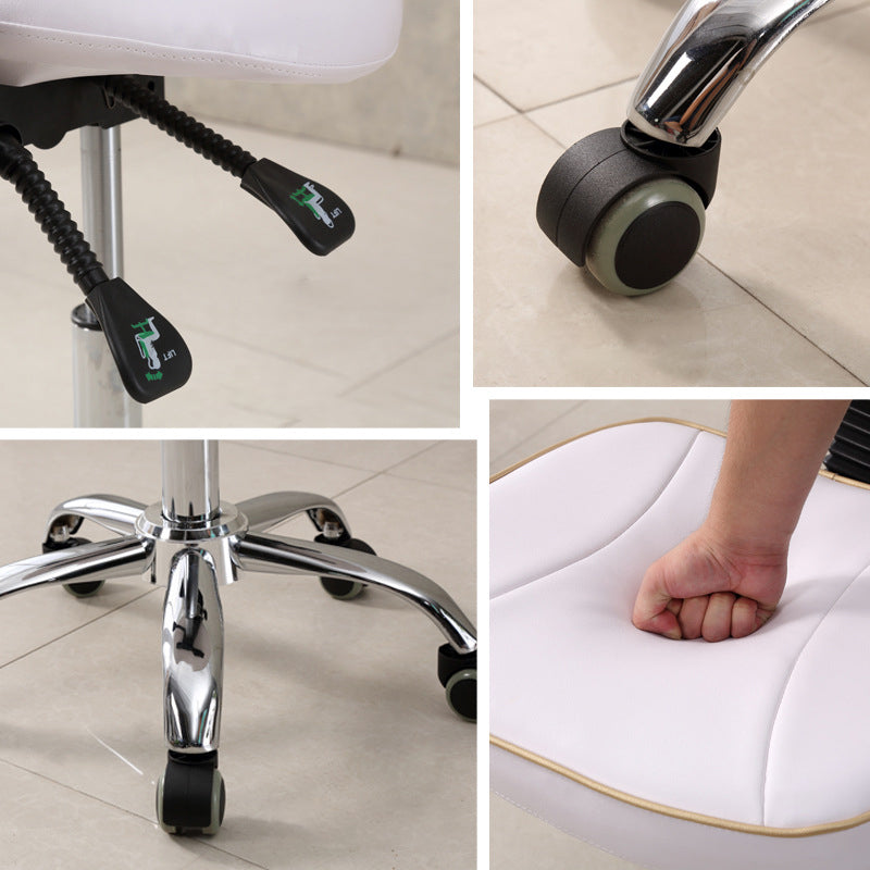 Modern Desk Chair with Wheels Leather Desk Chair in White/Black Clearhalo 'furn' 'furn_office_chair' 'Furniture' 'Office Chairs' 'Office Furniture' 'office_chair' 5983874