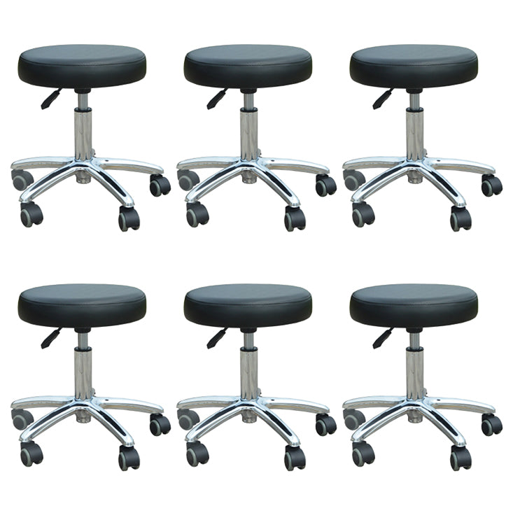 Modern Desk Chair with Wheels Leather Desk Chair in White/Black Black 6 Piece Set Clearhalo 'furn' 'furn_office_chair' 'Furniture' 'Office Chairs' 'Office Furniture' 'office_chair' 5983876