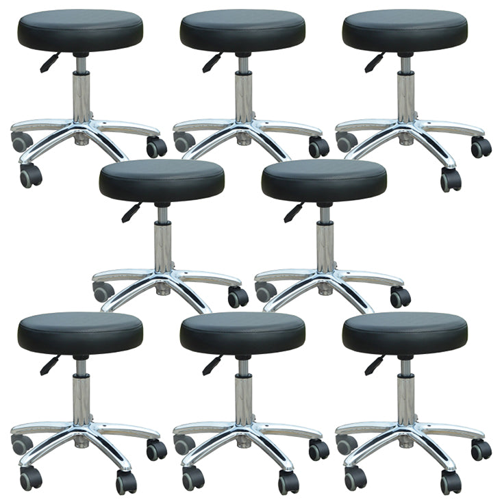 Modern Desk Chair with Wheels Leather Desk Chair in White/Black Black 8 Piece Set Clearhalo 'furn' 'furn_office_chair' 'Furniture' 'Office Chairs' 'Office Furniture' 'office_chair' 5983879