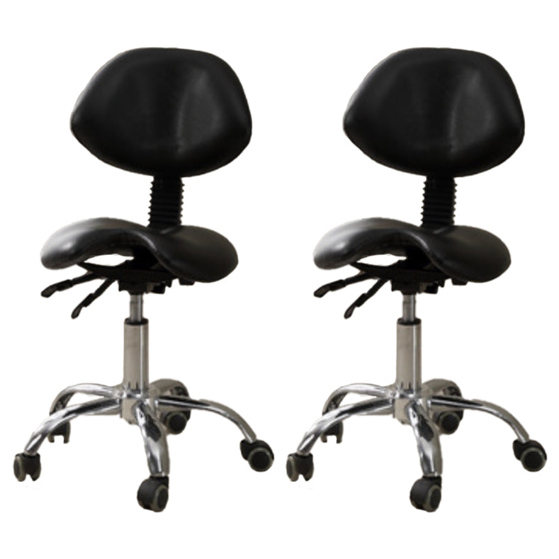 Modern Desk Chair with Wheels Leather Desk Chair in White/Black Matte Black 2 Piece Set Clearhalo 'furn' 'furn_office_chair' 'Furniture' 'Office Chairs' 'Office Furniture' 'office_chair' 5983881