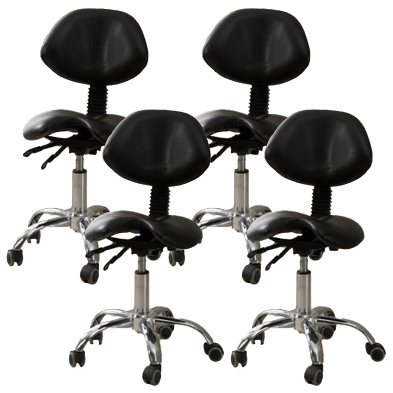 Modern Desk Chair with Wheels Leather Desk Chair in White/Black Matte Black 4 Piece Set Clearhalo 'furn' 'furn_office_chair' 'Furniture' 'Office Chairs' 'Office Furniture' 'office_chair' 5983883
