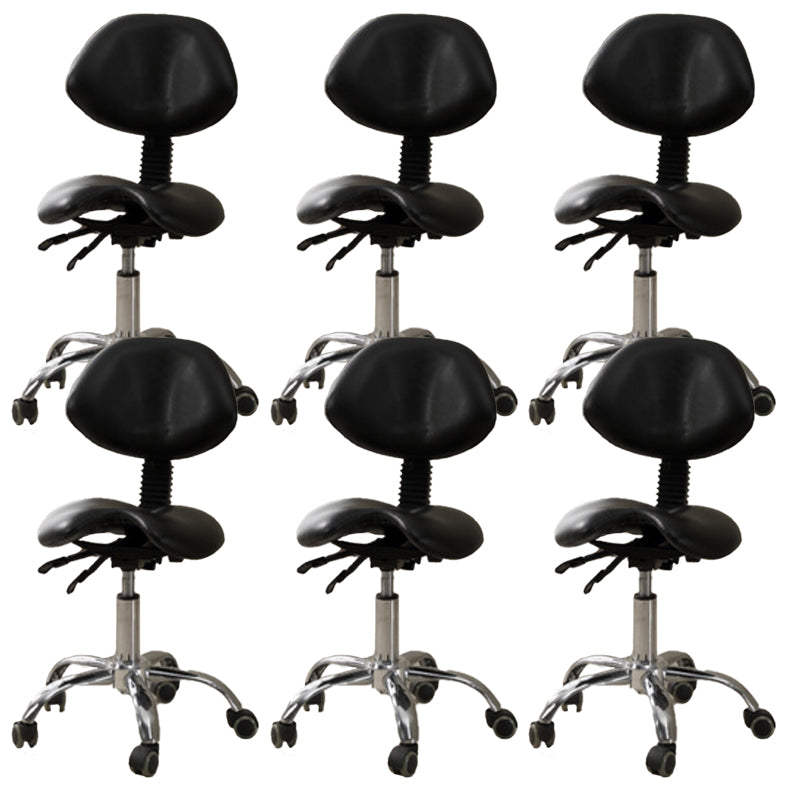 Modern Desk Chair with Wheels Leather Desk Chair in White/Black Matte Black 6 Piece Set Clearhalo 'furn' 'furn_office_chair' 'Furniture' 'Office Chairs' 'Office Furniture' 'office_chair' 5983885