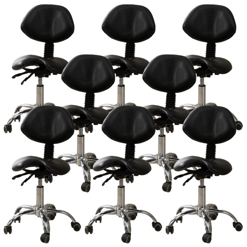 Modern Desk Chair with Wheels Leather Desk Chair in White/Black Matte Black 8 Piece Set Clearhalo 'furn' 'furn_office_chair' 'Furniture' 'Office Chairs' 'Office Furniture' 'office_chair' 5983886