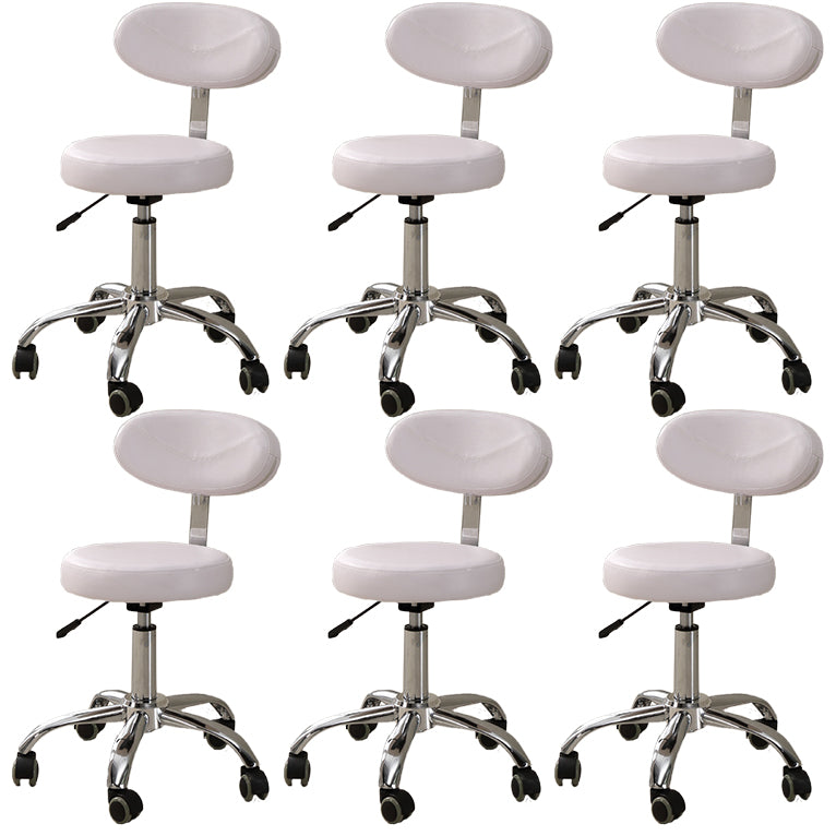 Modern Desk Chair with Wheels Leather Desk Chair in White/Black White 6 Piece Set Clearhalo 'furn' 'furn_office_chair' 'Furniture' 'Office Chairs' 'Office Furniture' 'office_chair' 5983889