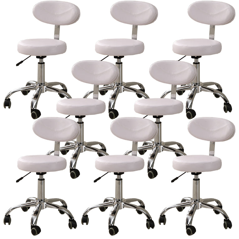 Modern Desk Chair with Wheels Leather Desk Chair in White/Black White 8 Piece Set Clearhalo 'furn' 'furn_office_chair' 'Furniture' 'Office Chairs' 'Office Furniture' 'office_chair' 5983890