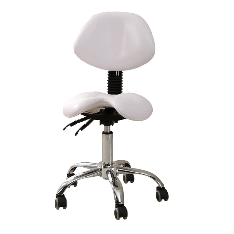 Modern Desk Chair with Wheels Leather Desk Chair in White/Black Off-White 1 Piece Clearhalo 'furn' 'furn_office_chair' 'Furniture' 'Office Chairs' 'Office Furniture' 'office_chair' 5983891