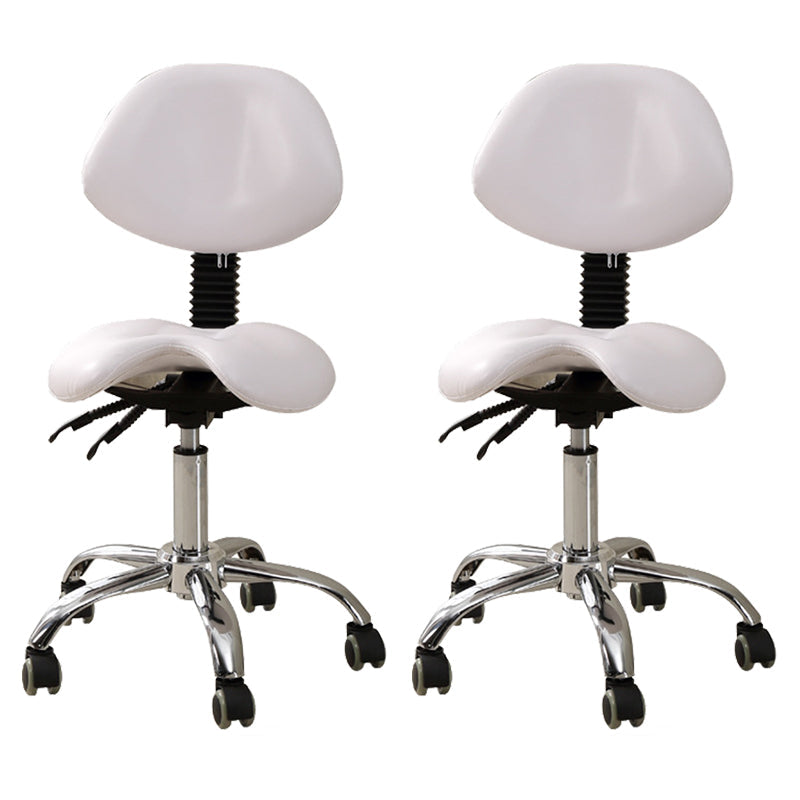 Modern Desk Chair with Wheels Leather Desk Chair in White/Black Off-White 2 Piece Set Clearhalo 'furn' 'furn_office_chair' 'Furniture' 'Office Chairs' 'Office Furniture' 'office_chair' 5983892
