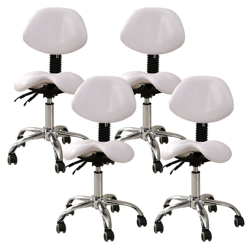 Modern Desk Chair with Wheels Leather Desk Chair in White/Black Off-White 4 Piece Set Clearhalo 'furn' 'furn_office_chair' 'Furniture' 'Office Chairs' 'Office Furniture' 'office_chair' 5983893