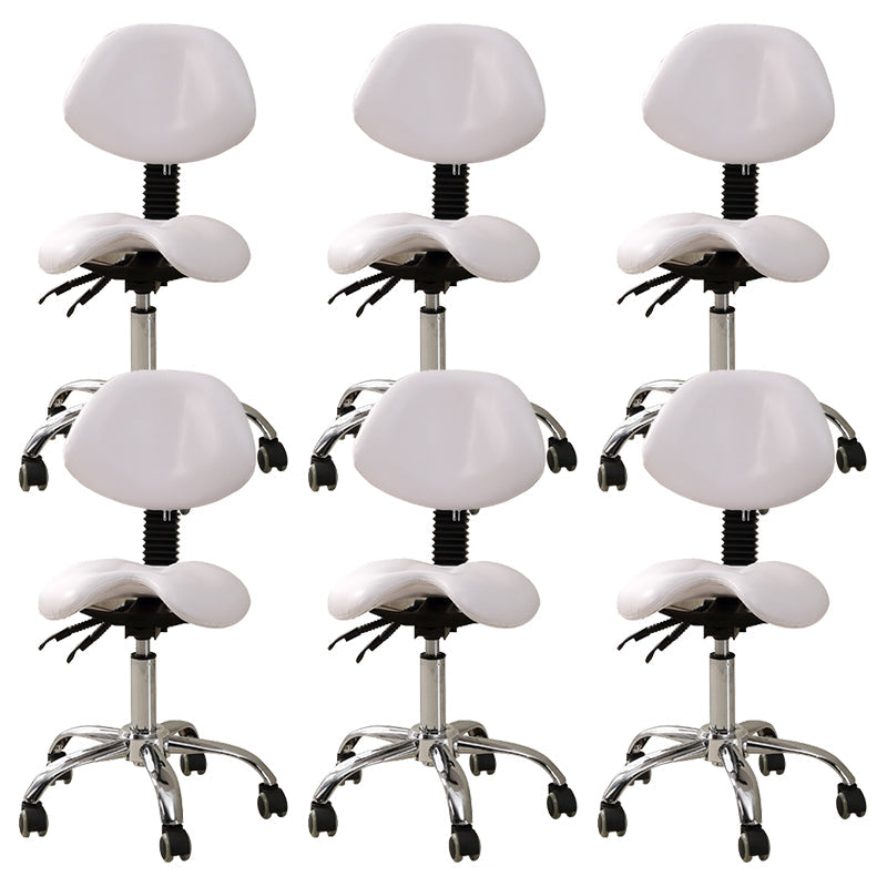 Modern Desk Chair with Wheels Leather Desk Chair in White/Black Off-White 6 Piece Set Clearhalo 'furn' 'furn_office_chair' 'Furniture' 'Office Chairs' 'Office Furniture' 'office_chair' 5983894