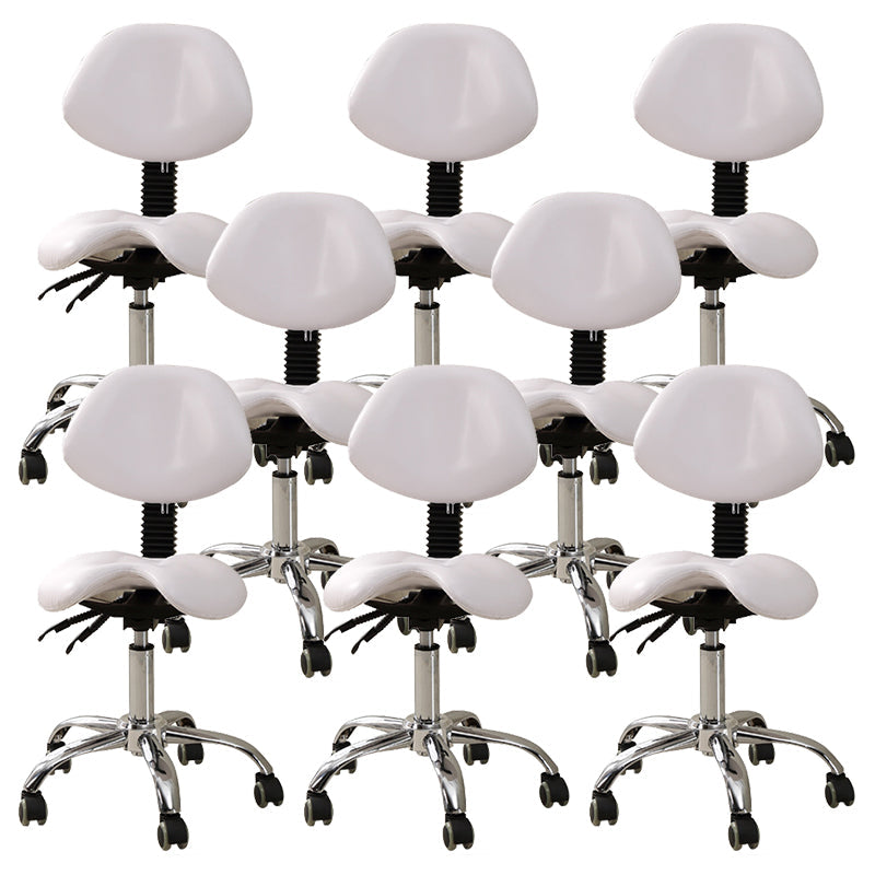 Modern Desk Chair with Wheels Leather Desk Chair in White/Black Off-White 8 Piece Set Clearhalo 'furn' 'furn_office_chair' 'Furniture' 'Office Chairs' 'Office Furniture' 'office_chair' 5983895