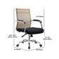 20" Wide Contemporary Desk Chair Black Fixed Arms Mid Back Office Chair
