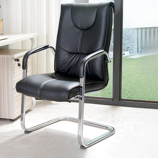 Chaise de bureau moderne en cuir à dossier haut avec accoudoirs inclus, noir/marron