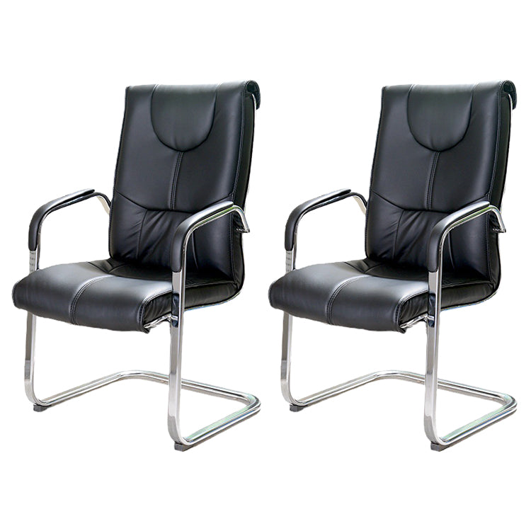 Chaise de bureau moderne en cuir à dossier haut avec accoudoirs inclus, noir/marron