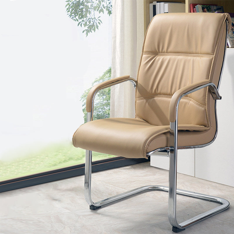 Chaise de bureau moderne en cuir à dossier haut avec accoudoirs inclus, noir/marron