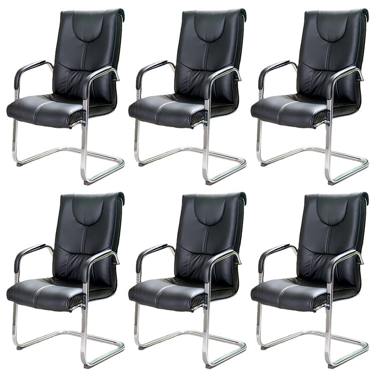 Chaise de bureau moderne en cuir à dossier haut avec accoudoirs inclus, noir/marron