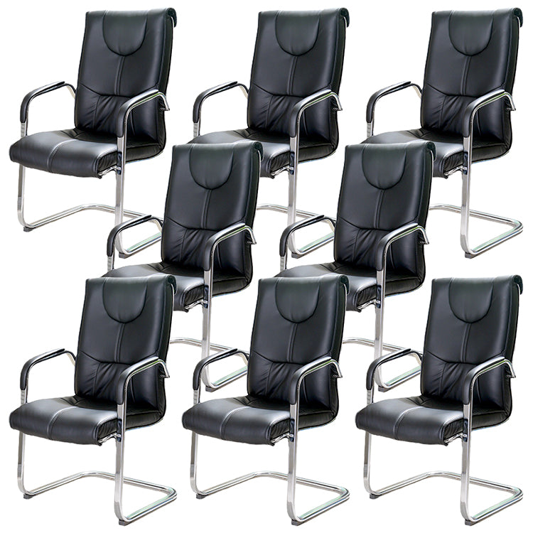 Chaise de bureau moderne en cuir à dossier haut avec accoudoirs inclus, noir/marron