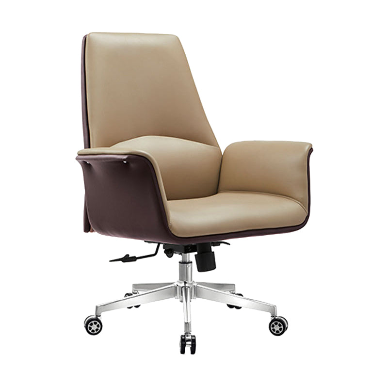 Modern Arms Included Chair Leather Desk Chair Ergonomic Home Office Chair Brown 1 Piece Clearhalo 'furn' 'furn_office_chair' 'Furniture' 'Office Chairs' 'Office Furniture' 'office_chair' 5983947