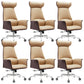 Modern Arms Included Chair Leather Desk Chair Ergonomic Home Office Chair Light Brown 6 Piece Set Clearhalo 'furn' 'furn_office_chair' 'Furniture' 'Office Chairs' 'Office Furniture' 'office_chair' 5983960