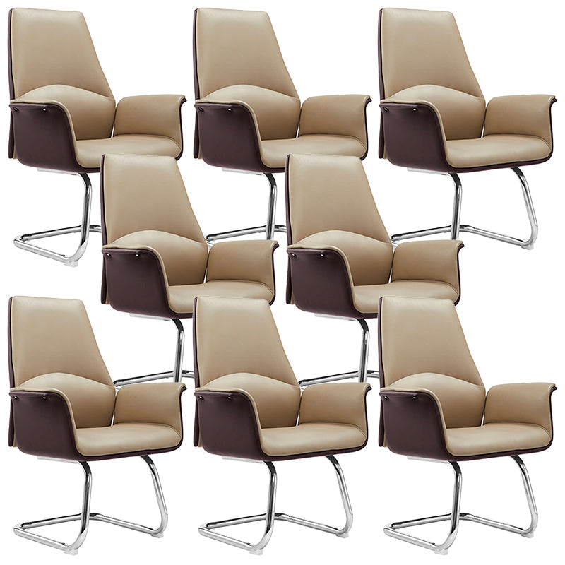 Modern Arms Included Chair Leather Desk Chair Ergonomic Home Office Chair Dark Brown 8 Piece Set Clearhalo 'furn' 'furn_office_chair' 'Furniture' 'Office Chairs' 'Office Furniture' 'office_chair' 5983966