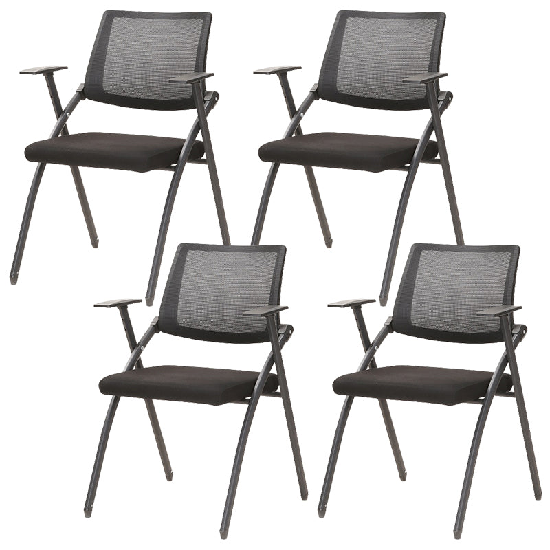 Contemporary Desk Chair Black Fixed Arms Low Back Office Chair Without Writing Pad 4 Piece Set Clearhalo 'furn' 'furn_office_chair' 'Furniture' 'Office Chairs' 'Office Furniture' 'office_chair' 5983973