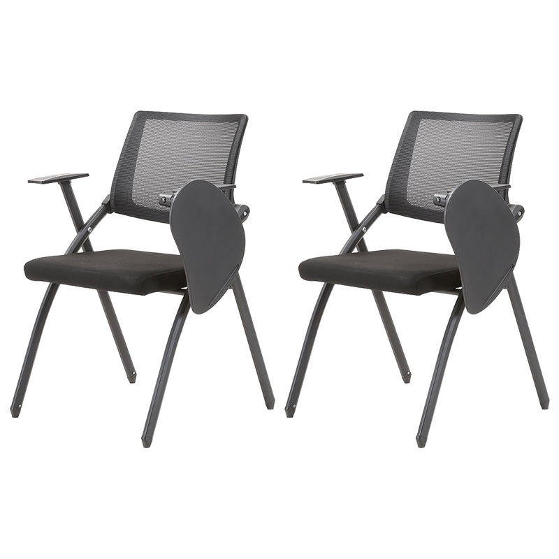 Contemporary Desk Chair Black Fixed Arms Low Back Office Chair With Writing Pad 2 Piece Set Clearhalo 'furn' 'furn_office_chair' 'Furniture' 'Office Chairs' 'Office Furniture' 'office_chair' 5983978