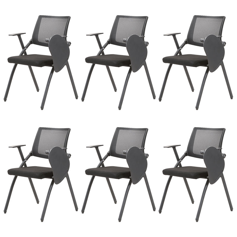 Contemporary Desk Chair Black Fixed Arms Low Back Office Chair With Writing Pad 6 Piece Set Clearhalo 'furn' 'furn_office_chair' 'Furniture' 'Office Chairs' 'Office Furniture' 'office_chair' 5983982