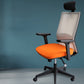 Sedia moderna con braccioli inclusi e rotelle, sedia da scrivania in rete con schienale medio, colore arancione