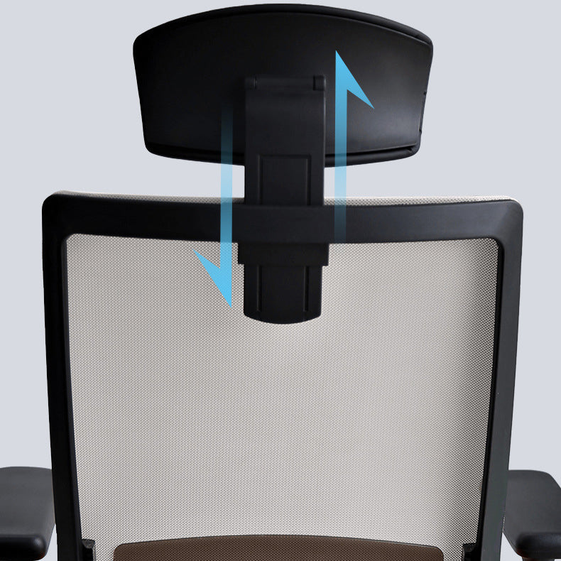 Sedia moderna con braccioli inclusi e rotelle, sedia da scrivania in rete con schienale medio, colore arancione
