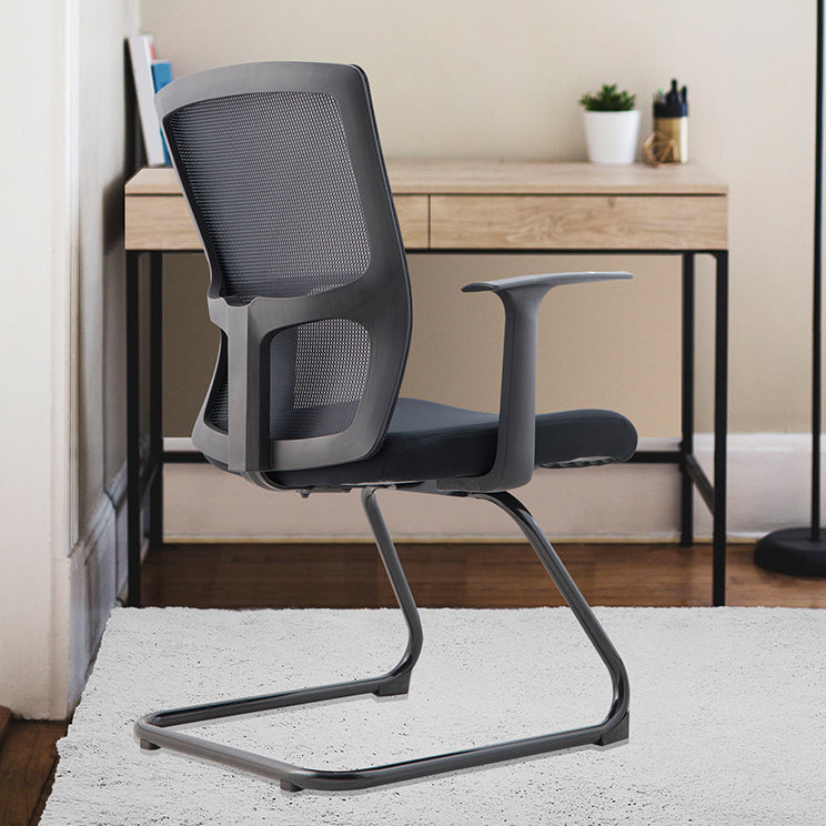Modern Arms Included Chair Mid-Back Mesh Desk Chair in Black Clearhalo 'furn' 'furn_office_chair' 'Furniture' 'Office Chairs' 'Office Furniture' 'office_chair' 5984012