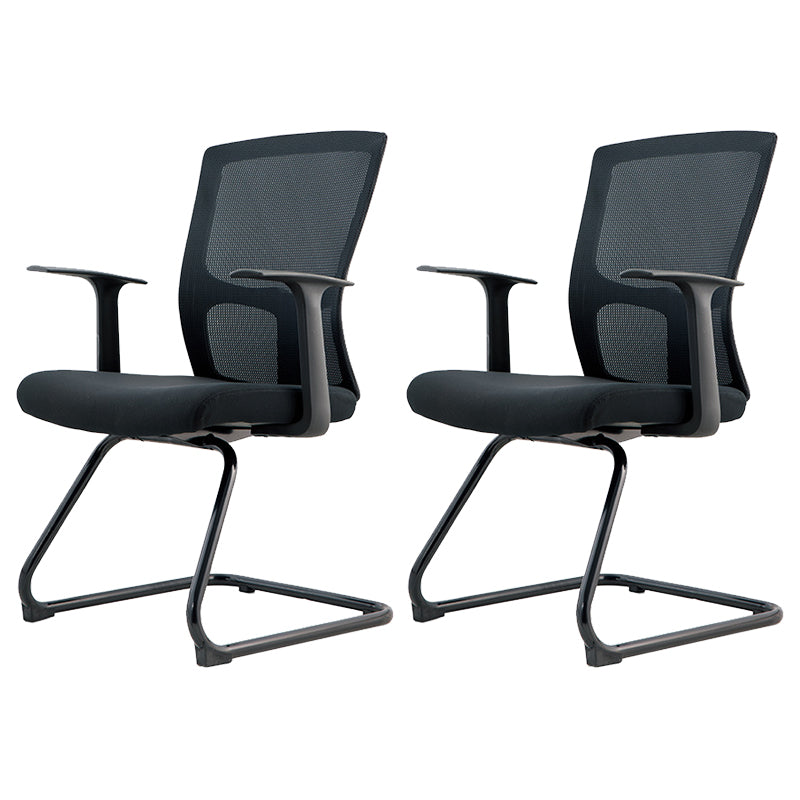 Modern Arms Included Chair Mid-Back Mesh Desk Chair in Black 2 Piece Set Clearhalo 'furn' 'furn_office_chair' 'Furniture' 'Office Chairs' 'Office Furniture' 'office_chair' 5984013