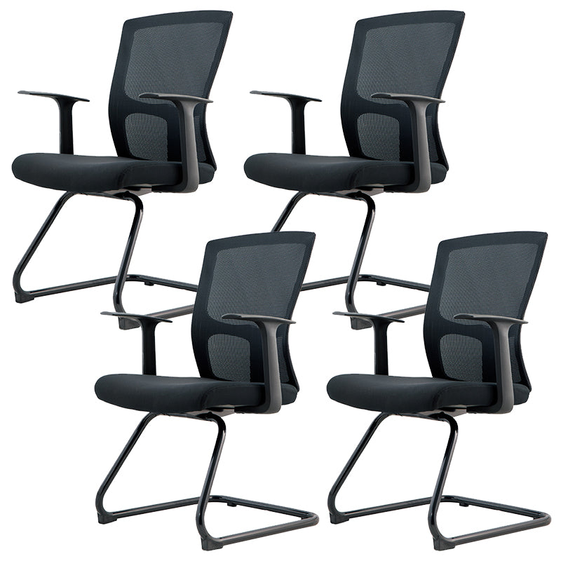 Modern Arms Included Chair Mid-Back Mesh Desk Chair in Black 4 Piece Set Clearhalo 'furn' 'furn_office_chair' 'Furniture' 'Office Chairs' 'Office Furniture' 'office_chair' 5984015