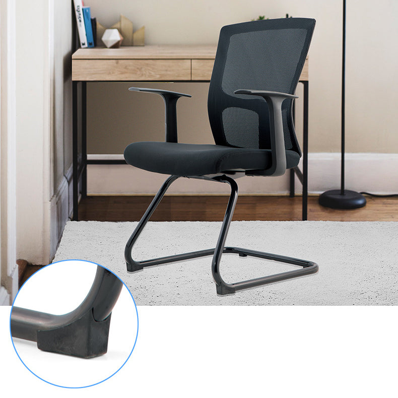 Modern Arms Included Chair Mid-Back Mesh Desk Chair in Black Clearhalo 'furn' 'furn_office_chair' 'Furniture' 'Office Chairs' 'Office Furniture' 'office_chair' 5984021