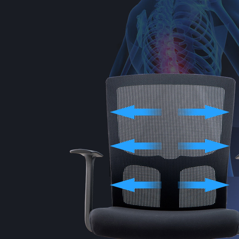 Modern Arms Included Chair Mid-Back Mesh Desk Chair in Black Clearhalo 'furn' 'furn_office_chair' 'Furniture' 'Office Chairs' 'Office Furniture' 'office_chair' 5984023