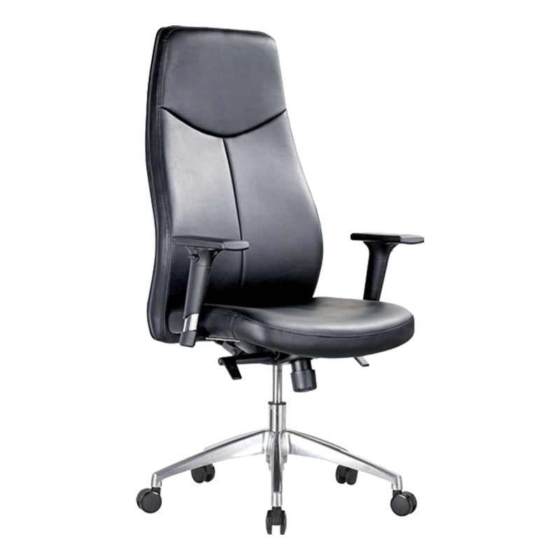 Contemporary Office Chair Wheels Leather High Back Black Executive Chair 1 Piece Clearhalo 'furn' 'furn_office_chair' 'Furniture' 'Office Chairs' 'Office Furniture' 'office_chair' 5984034