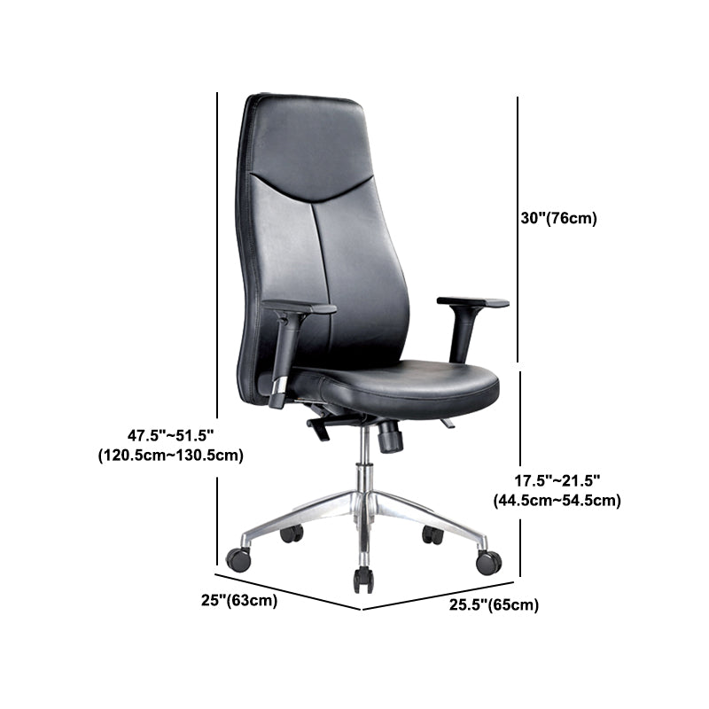 Contemporary Office Chair Wheels Leather High Back Black Executive Chair Clearhalo 'furn' 'furn_office_chair' 'Furniture' 'Office Chairs' 'Office Furniture' 'office_chair' 5984037