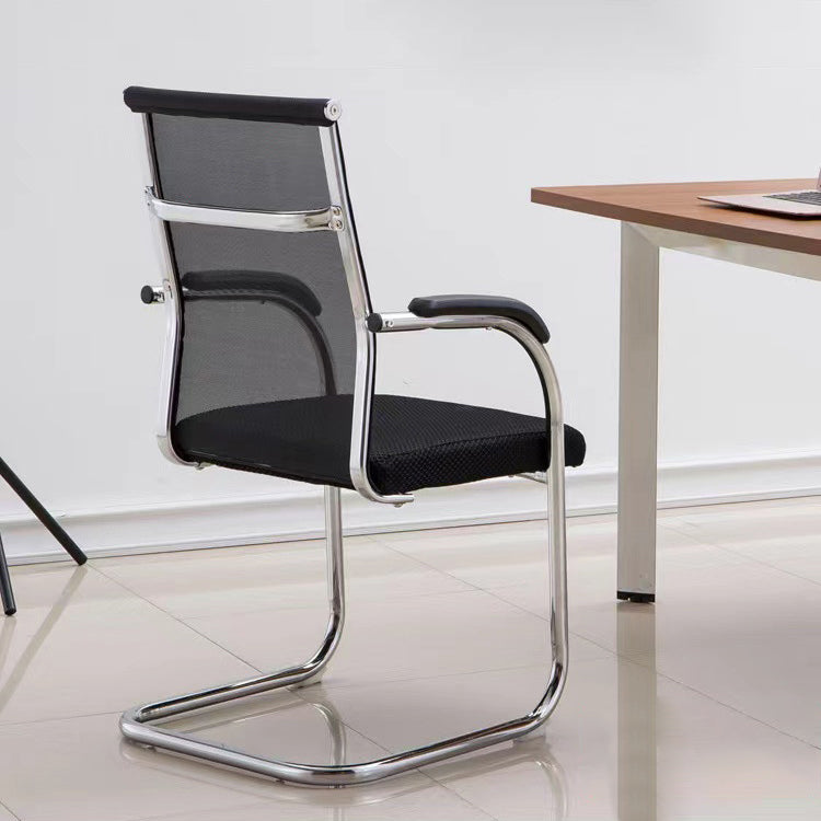 Contemporary Arm Chair Fixed Arms No Wheels Conference Chair Black 1 Piece Clearhalo 'furn' 'furn_office_chair' 'Furniture' 'Office Chairs' 'Office Furniture' 'office_chair' 5984052