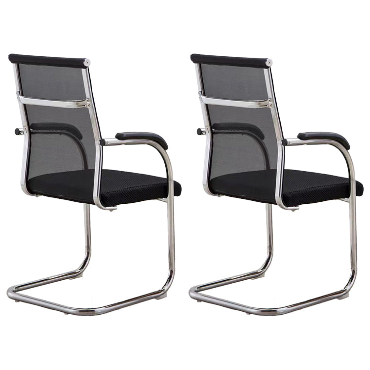 Contemporary Arm Chair Fixed Arms No Wheels Conference Chair Black 2 Piece Set Clearhalo 'furn' 'furn_office_chair' 'Furniture' 'Office Chairs' 'Office Furniture' 'office_chair' 5984053