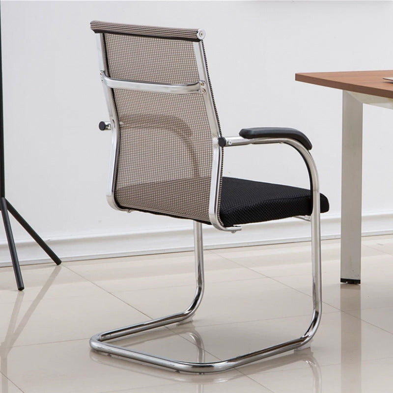 Contemporary Arm Chair Fixed Arms No Wheels Conference Chair Beige 1 Piece Clearhalo 'furn' 'furn_office_chair' 'Furniture' 'Office Chairs' 'Office Furniture' 'office_chair' 5984055