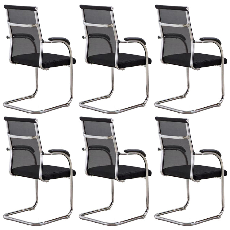 Contemporary Arm Chair Fixed Arms No Wheels Conference Chair Black 6 Piece Set Clearhalo 'furn' 'furn_office_chair' 'Furniture' 'Office Chairs' 'Office Furniture' 'office_chair' 5984056