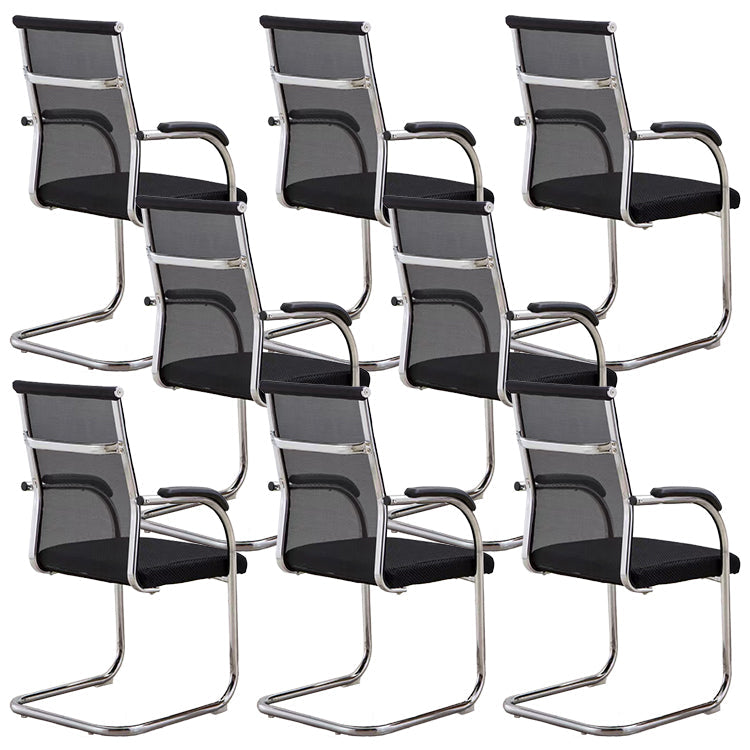 Contemporary Arm Chair Fixed Arms No Wheels Conference Chair Black 8 Piece Set Clearhalo 'furn' 'furn_office_chair' 'Furniture' 'Office Chairs' 'Office Furniture' 'office_chair' 5984058